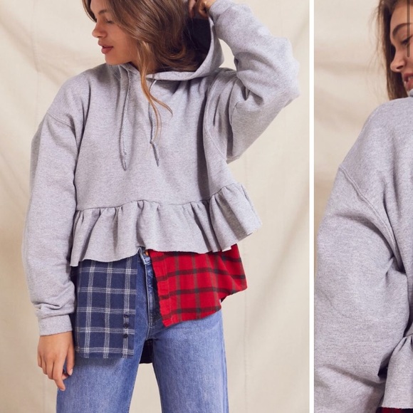 ISO urban renewal recycled peplum hoodie sweatshir